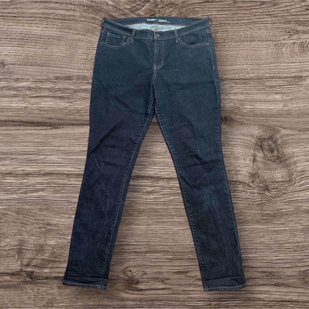 Old Navy Mid Rise Rockstar Skinny Jeans Dark Wash Indigo Blue Size 12 Long 12L